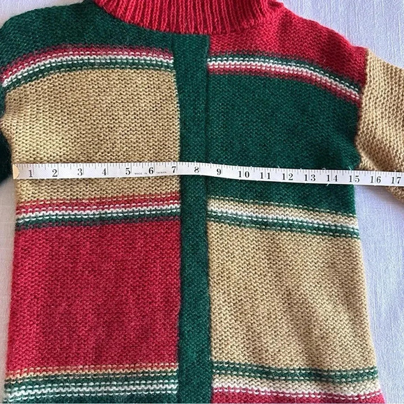 Vintage Sweater Hand Loomed Wool Mohair Womens M Chunky Color Block Cabincore - Picture 7 of 11